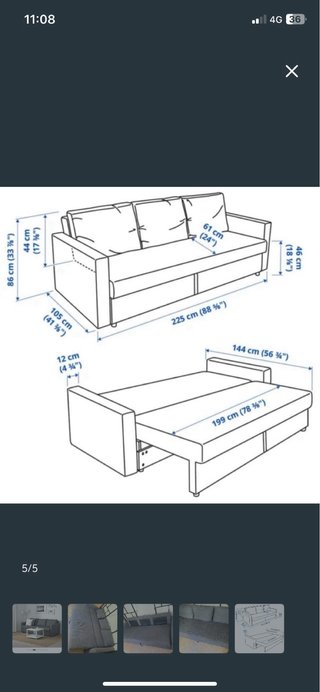 Sofá Cama IKEA Beige Tela