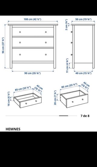 Cómoda Ikea Hemnes 3 cajones amarilla