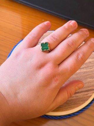 plata Anillo de la suerte con malaquita