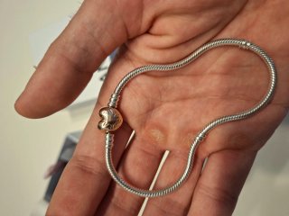 Pulsera Pandora Corazón Oro Rosa y Plata