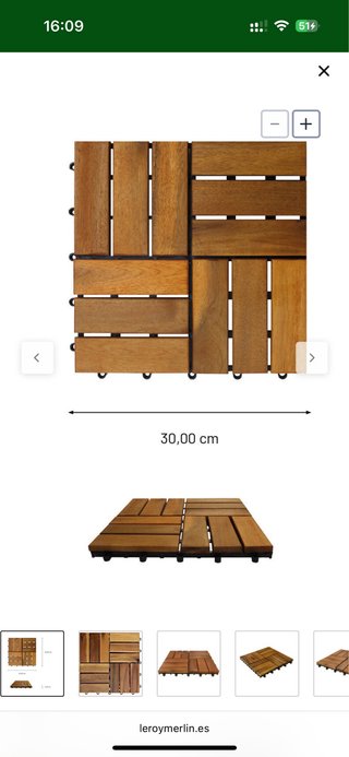 Baldosas de madera Acacia 30x30cm