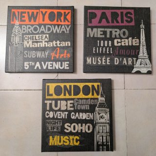 Set 3 Cuadros Decorativos Ciudades