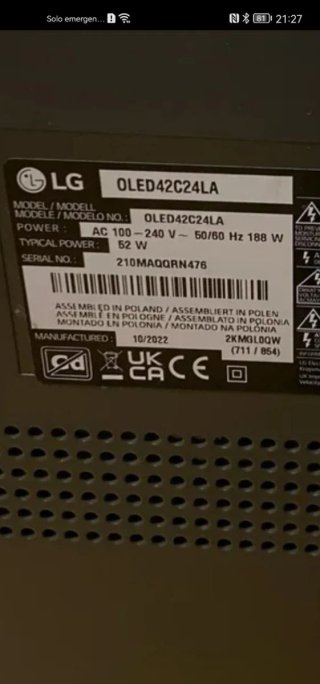 Placa Base LG OLED42C24LA Despiece rota por golpe