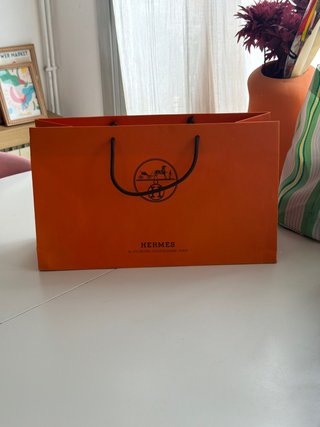 Borsa di carta Hermes arancione media