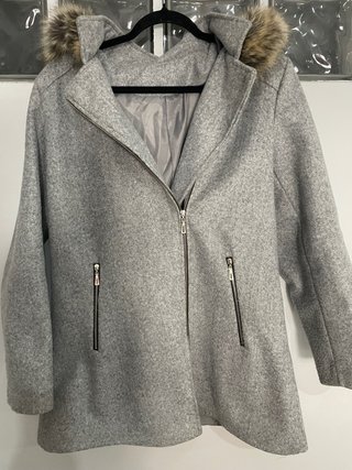 Abrigo paño gris T.XXL con capucha