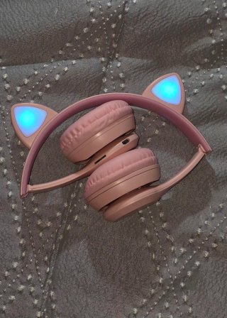 Auriculares Bluetooth Cat Ear LED Rosa