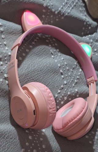 Auriculares Bluetooth Cat Ear LED Rosa