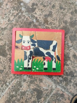 Puzzle de madera vintage vaca
