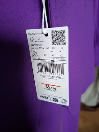 Traje chaqueta y pantalón morado Mango