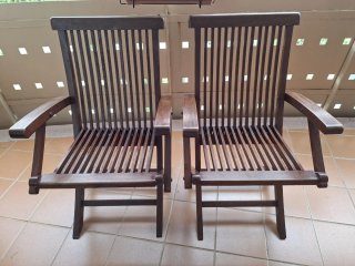 Conjunto Mesa y 2 Sillas madera de Teca Marrón