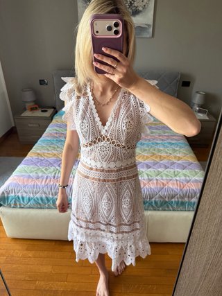 Vestito Michael Kors Bianco Pizzo Taglia XS