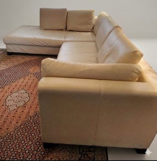Divano angolare in pelle beige
