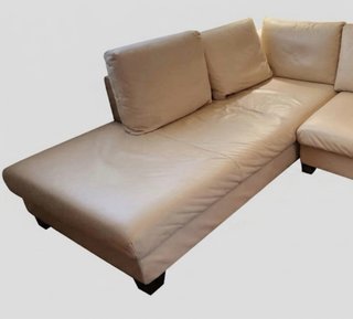 Divano angolare in pelle beige