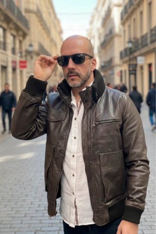 Chaqueta bomber XDYE de piel Talla L