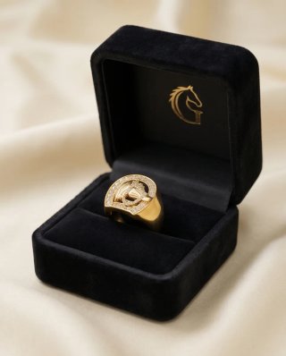 Anillo Sello Caballo Dorado Talla 22