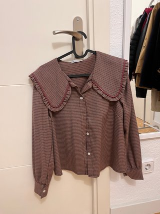Blusa vintage cuello bebé cuadros