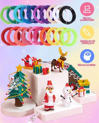 Filamento PLA 3D Bixury per penna 3D, 20 colori, 200 m