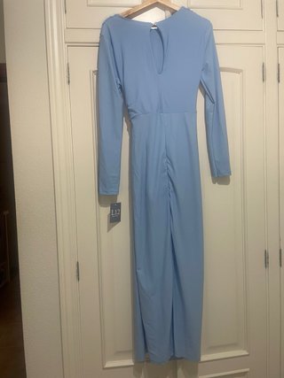 Vestido azul celeste drapeado