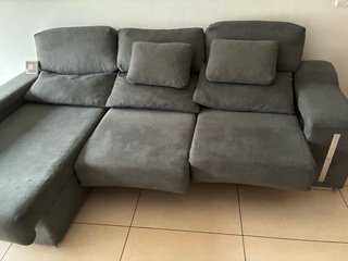Sofá modular chaise longe  gris tela