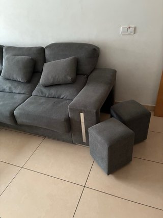 Sofá modular chaise longe  gris tela