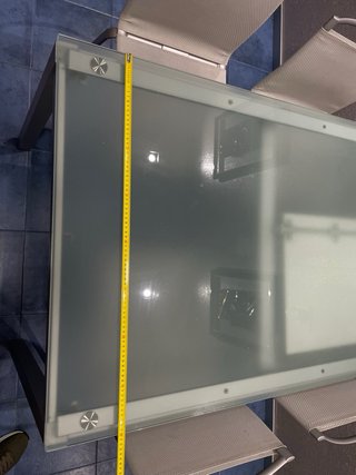 Mesa de cocina cristal y metal