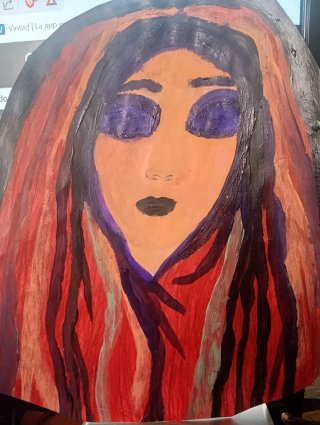 Pintura artesanal abstracta mujer