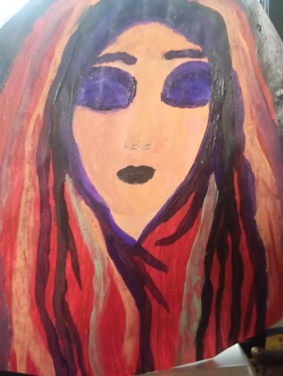 Pintura artesanal abstracta mujer