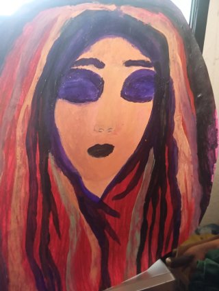 Pintura artesanal abstracta mujer