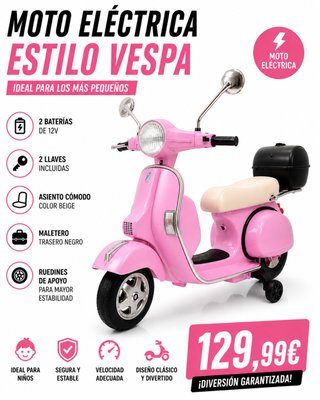 Moto Eléctrica Infantil Estilo Vespa Rosa