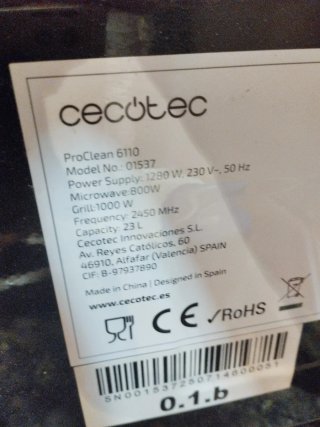 Microondas Cecotec Proclean 6110