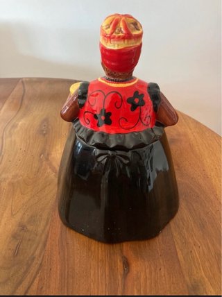 Biscottiera Mamy in ceramica rossa e nera