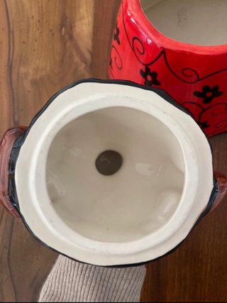 Biscottiera Mamy in ceramica rossa e nera