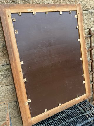 antiguo espejo madera castaño biselado 95x75
