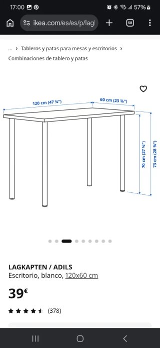 Escritorio Blanco Ikea con Cajonera