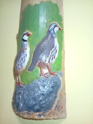 Teja decorativa perdices relieve