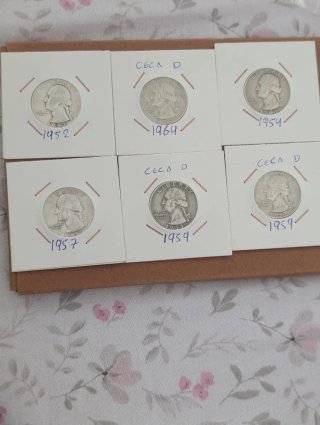Lote 6 Monedas Cuarto de Dólar Plata