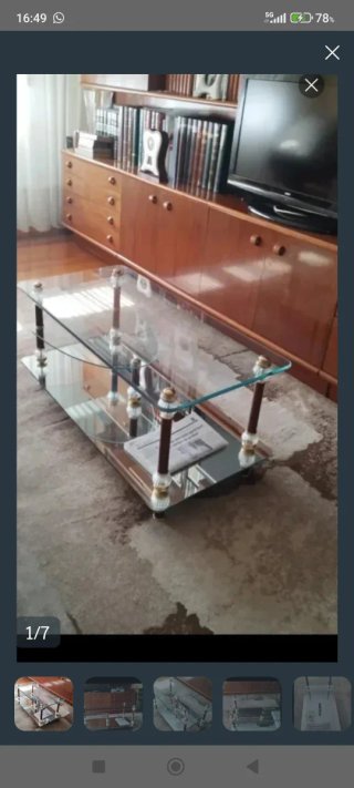 Mesa de centro cristal y madera 100 x 50 cm.