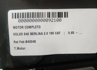 Motor completo b4204s volvo s40 berlina 2.0 92100