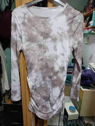Vestido manga larga ajustable tie-dye