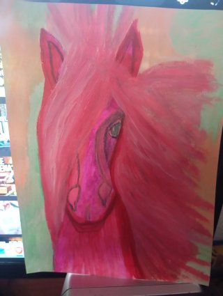 Pintura Artesanal Caballo Rosa