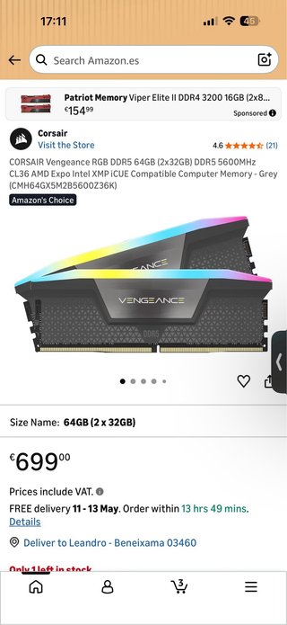 Corsair Vengeance RGB DDR5 128GB (4x32GB) 5600MT/s