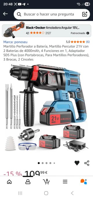 !A ESTRENAR! Martillo Perforador Inalámbrico 21V
