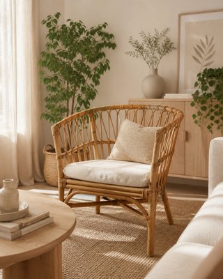 Sillón de caña amplio