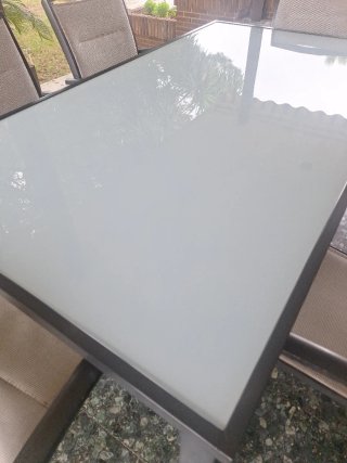 Mesa y 6 Sillas Jardín Aluminio y Cristal