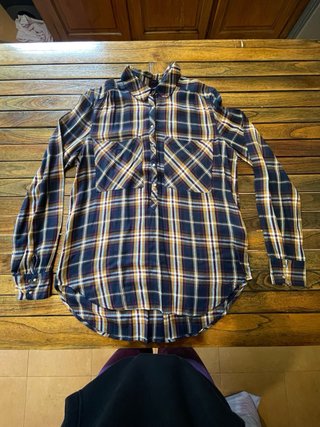 Camisa xadrez azul e multicolor