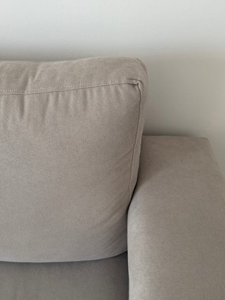 Sofá chaise longue beige 4 plazas, desenfundable.