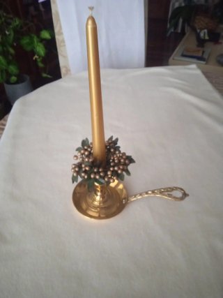 Palmatoria de bronce con asa