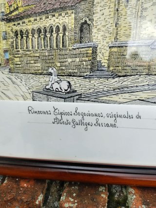 Cuadro acuarelas Segovia enmarcado
