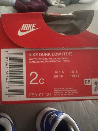 Zapatillas Nike Dunk Low Bebé talla 17