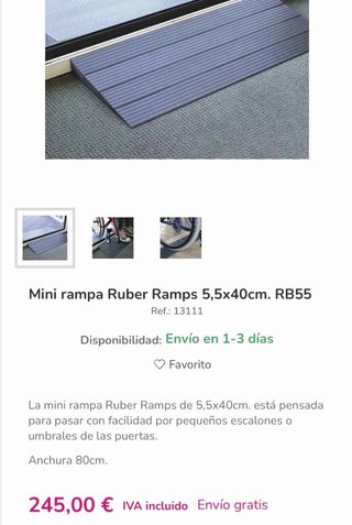 Rampa silla de ruedas goma 5.5X40x80